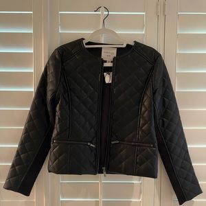 Girl’s black leather jacket